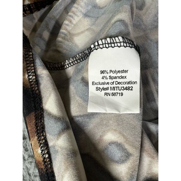 Ny Collection Blouse Women Medium V Neck Asymmetrical Boho Southwestern Aztec - Picture 7 of 7